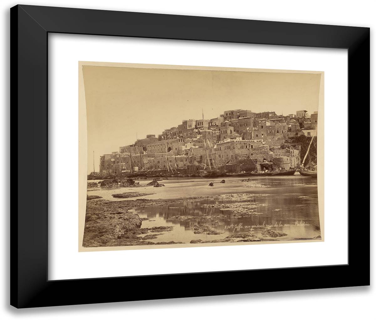 Jaffa, Vue Generale Prise De La Mer, Palestine 24x20 Black Modern Wood Framed Art Print Poster by Bonfils, Felix