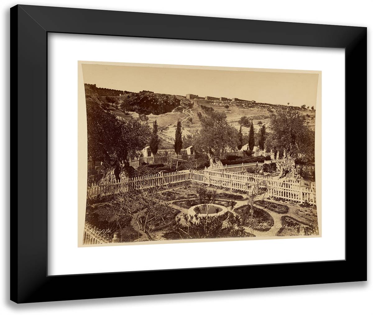 Jardin De Gethseman 24x20 Black Modern Wood Framed Art Print Poster by Bonfils, Felix