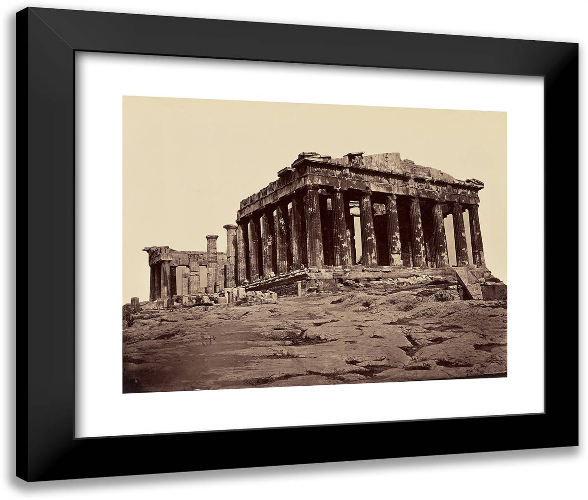 Parthenon, Pris Des Propylees - Athenes. (From North - West) 24x20 Black Modern Wood Framed Art Print Poster by Bonfils, Felix