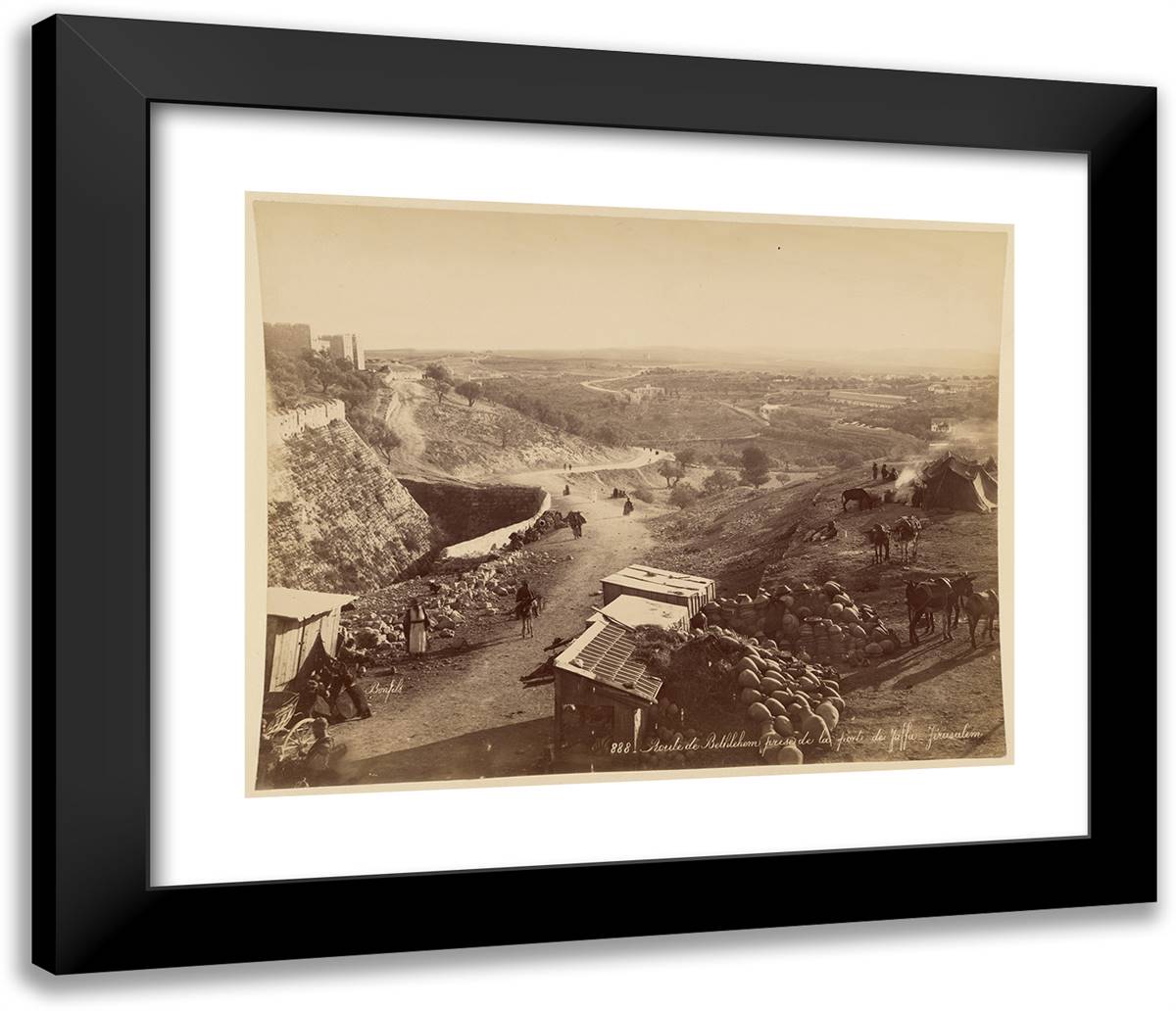 Route De Bethlehem, Prise De La Porte De Jaffa, Jerusalem 23x20 Black Modern Wood Framed Art Print Poster by Bonfils, Felix