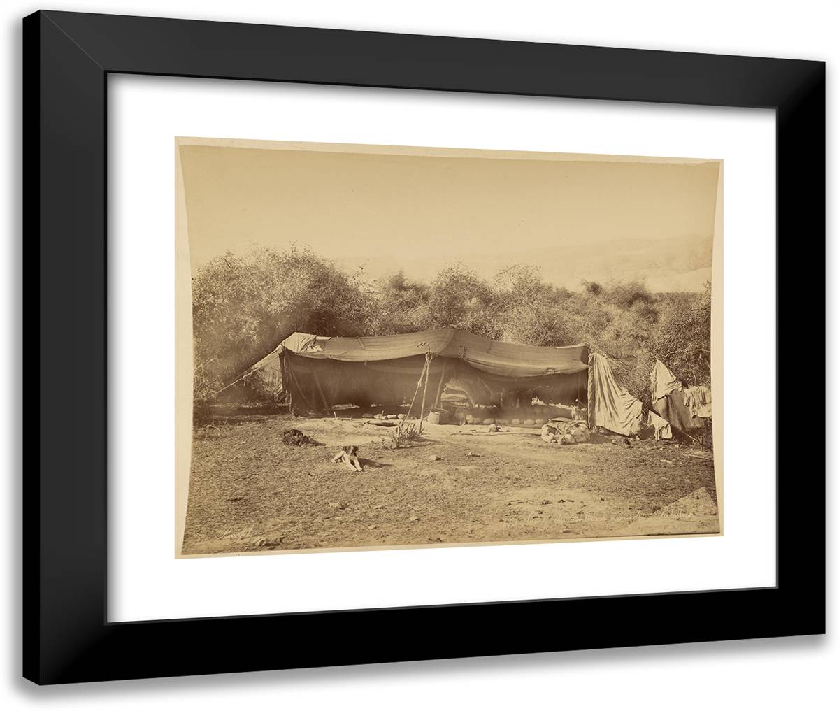 Tente De Bedouins Nomades, Palestine 24x20 Black Modern Wood Framed Art Print Poster by Bonfils, Felix