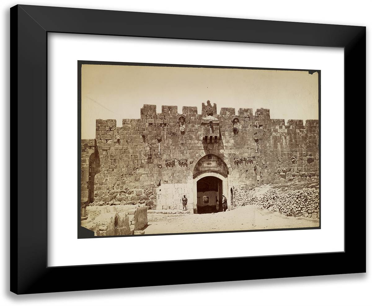 The Lions' Gate, Jerusalem 24x20 Black Modern Wood Framed Art Print Poster by Bonfils, Felix