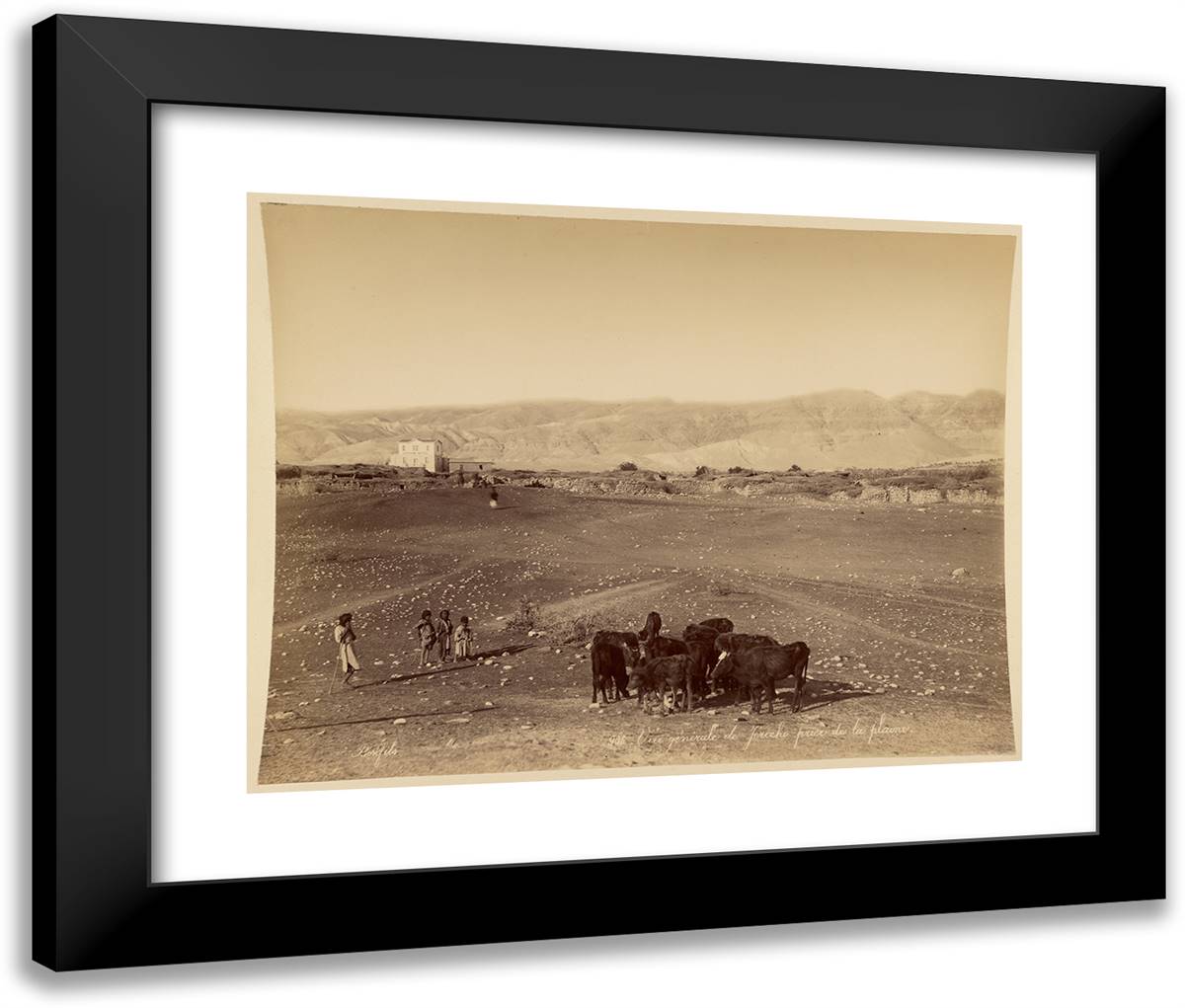 Vue Generale De Jericho Prise De La Plaine 24x20 Black Modern Wood Framed Art Print Poster by Bonfils, Felix