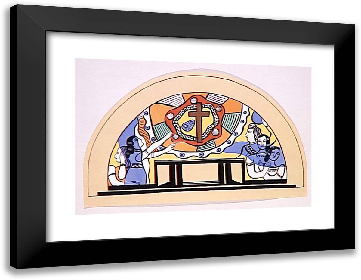 A Mosaic Model for the Crypt of the Memorial at High Mardasson 24x19 Black Modern Wood Framed Art Print Poster by Leger, Fernand
