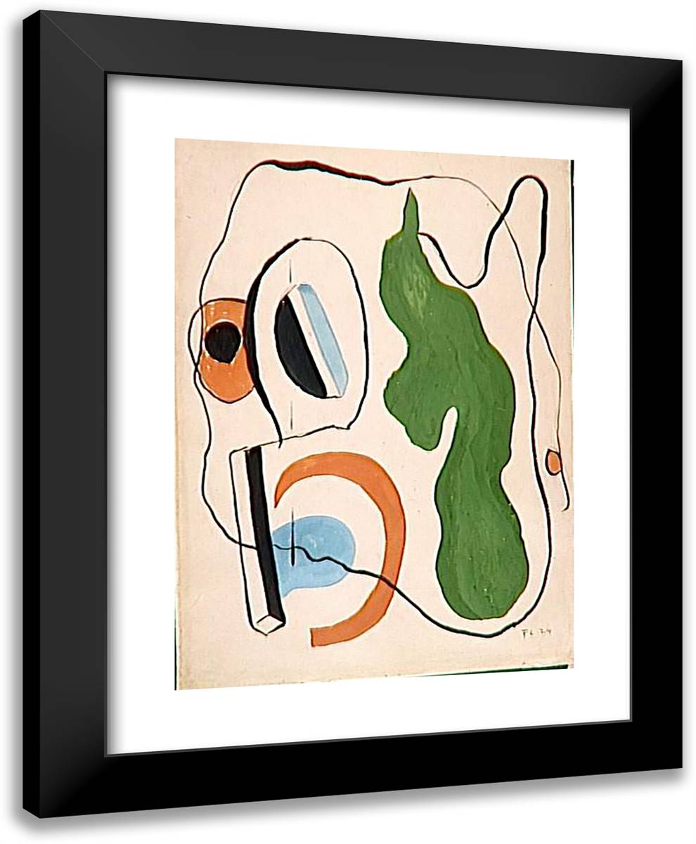 Abstract Composition 19x24 Black Modern Wood Framed Art Print Poster by Leger, Fernand
