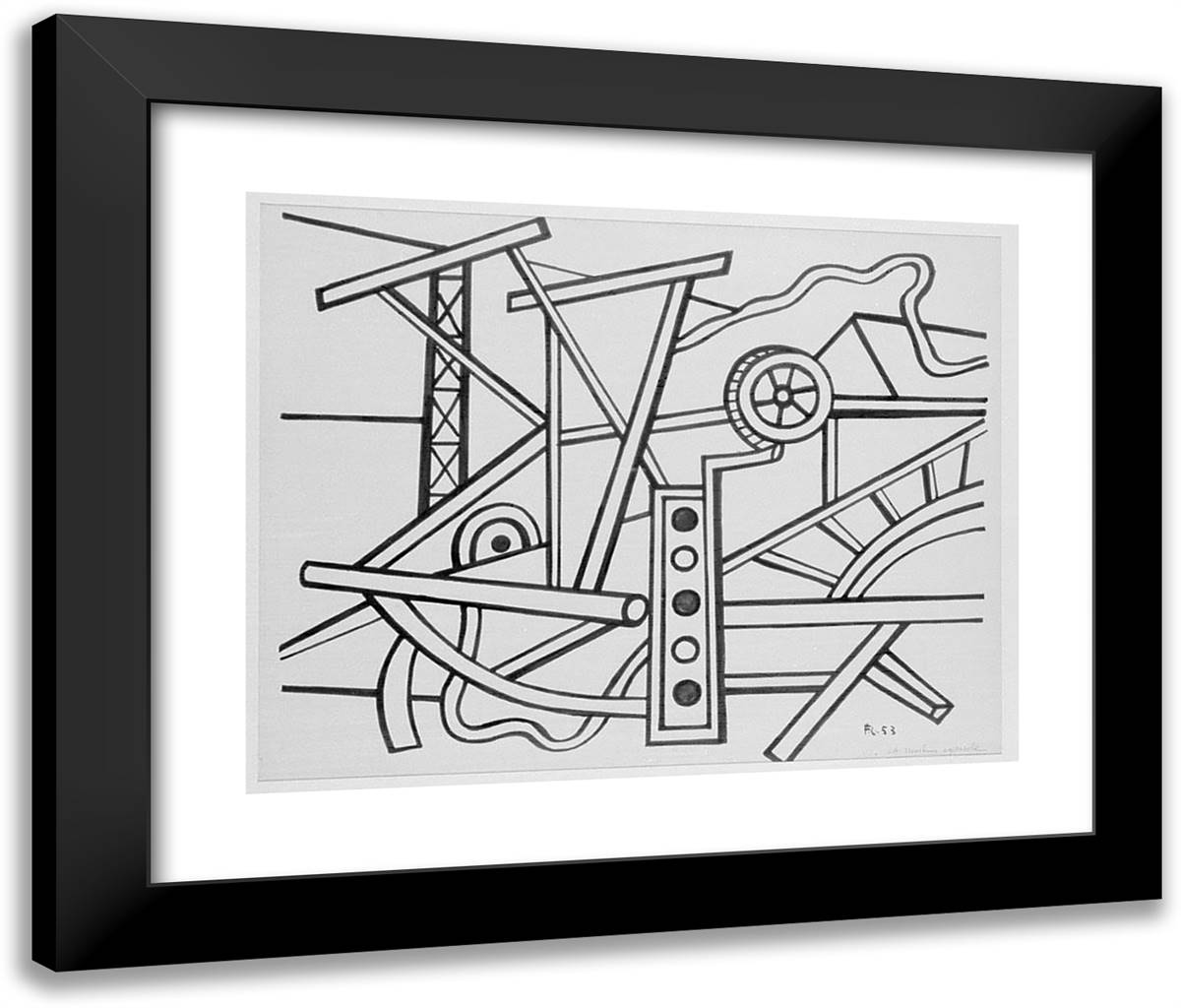 Agricultural Machinery 24x20 Black Modern Wood Framed Art Print Poster by Leger, Fernand