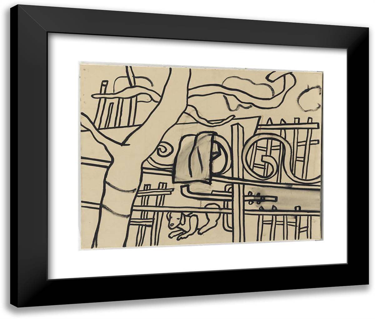 At The Farm 24x20 Black Modern Wood Framed Art Print Poster by Leger, Fernand