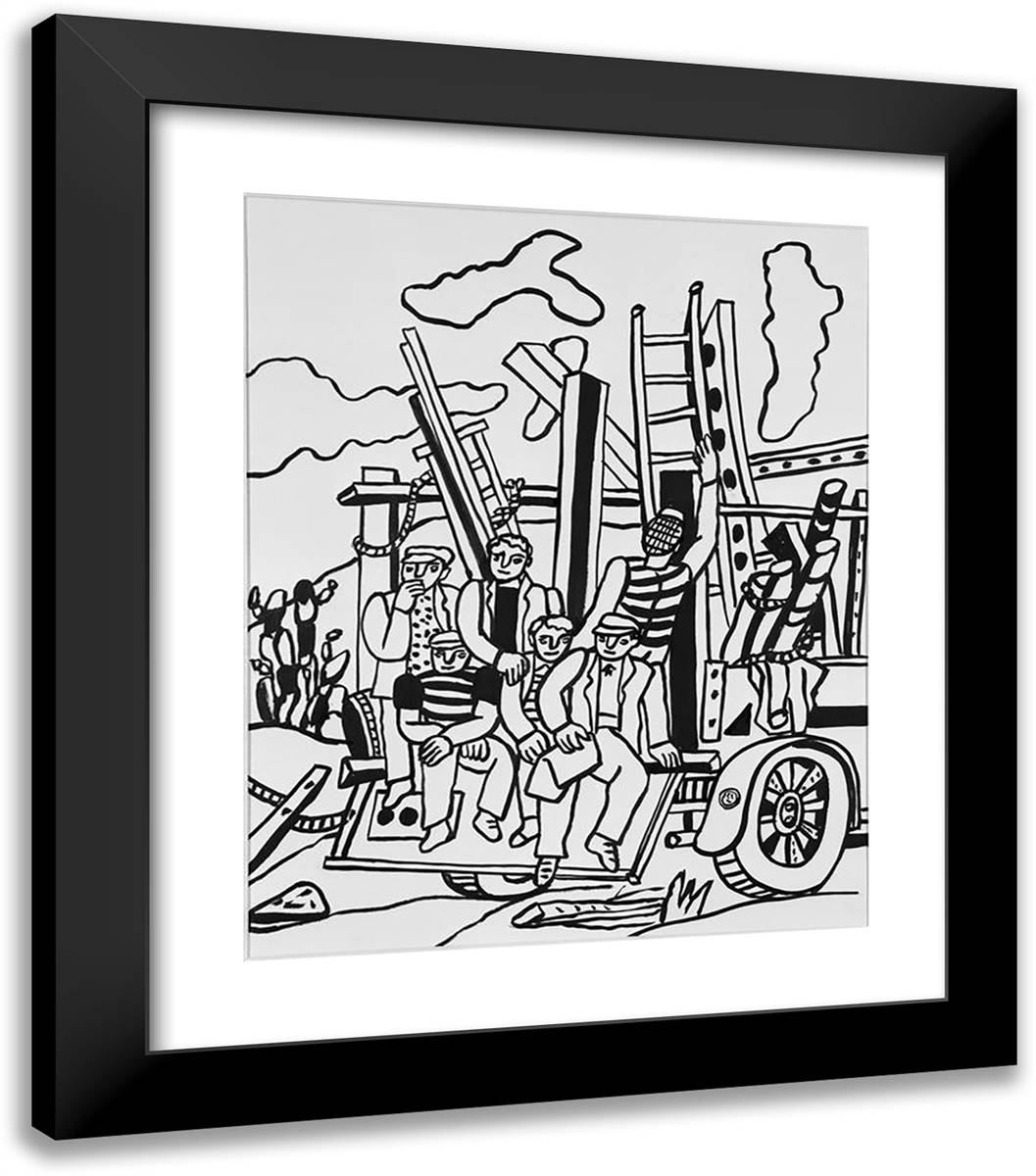 Characters in the Truck 20x23 Black Modern Wood Framed Art Print Poster by Leger, Fernand