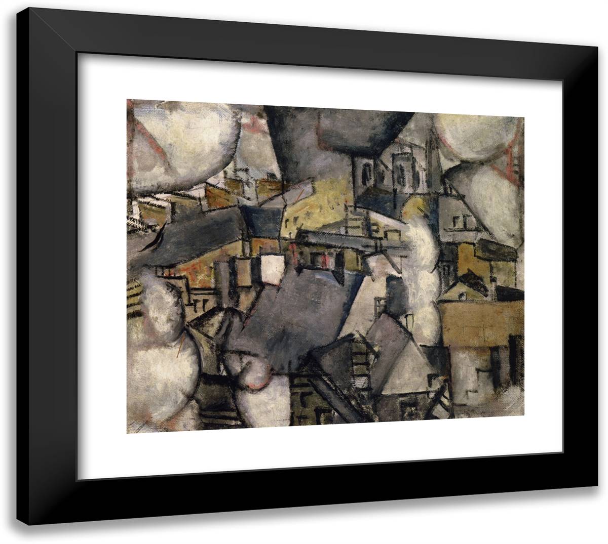 Chimneys on Rooftops 22x20 Black Modern Wood Framed Art Print Poster by Leger, Fernand