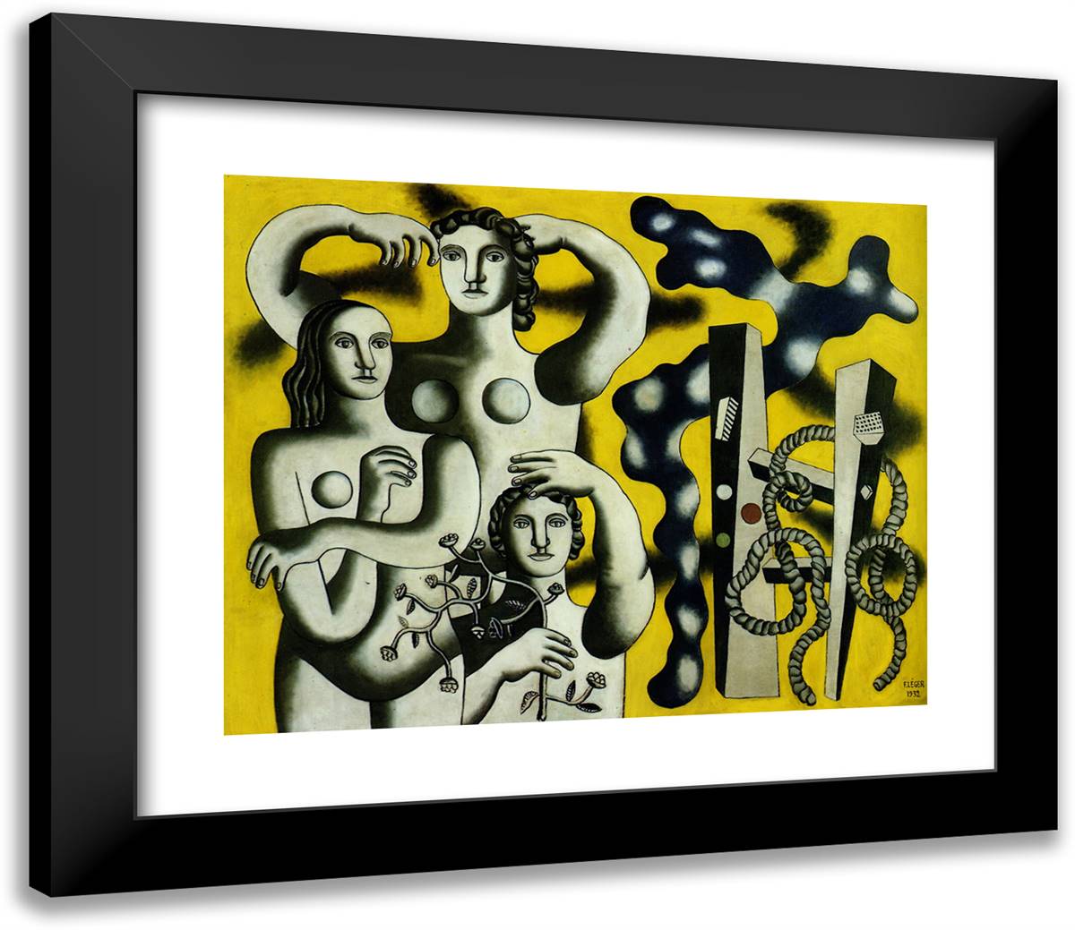 Composition with the Three Figures 23x20 Black Modern Wood Framed Art Print Poster by Leger, Fernand