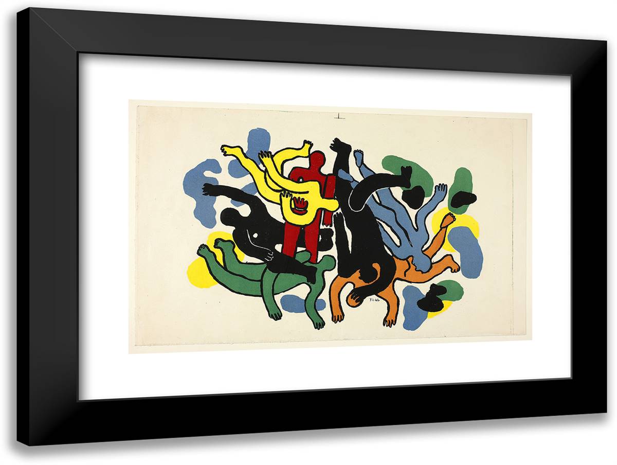 Figure Composition 24x18 Black Modern Wood Framed Art Print Poster by Leger, Fernand