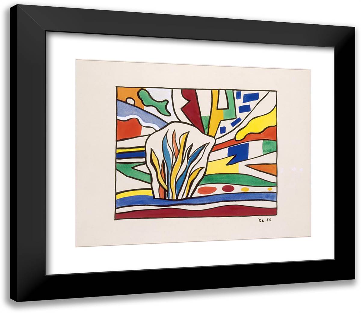 Models, Mosaic Project for Gaz De France Alforville 23x20 Black Modern Wood Framed Art Print Poster by Leger, Fernand