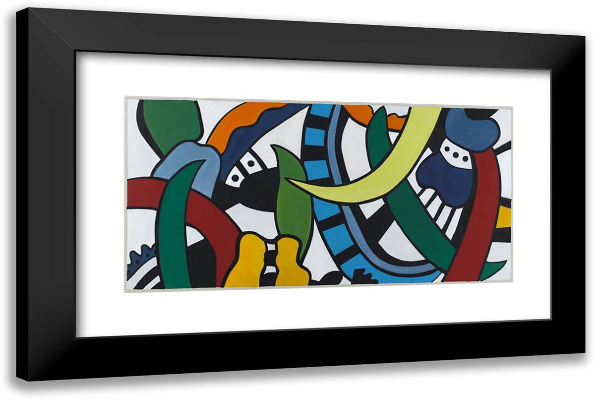 Project for a Mural Vulcania 24x16 Black Modern Wood Framed Art Print Poster by Leger, Fernand
