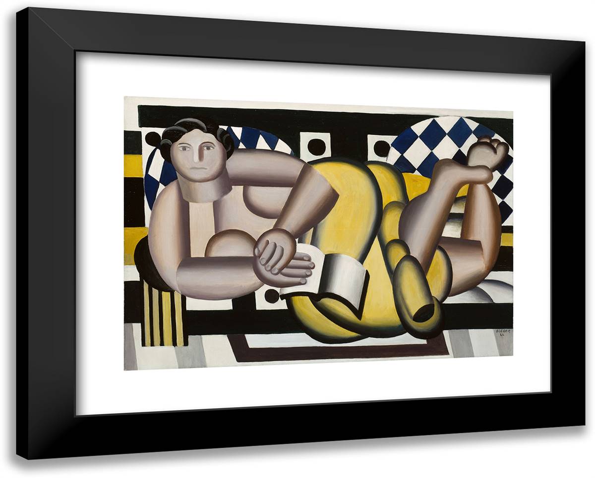 Reclining Woman 24x19 Black Modern Wood Framed Art Print Poster by Leger, Fernand