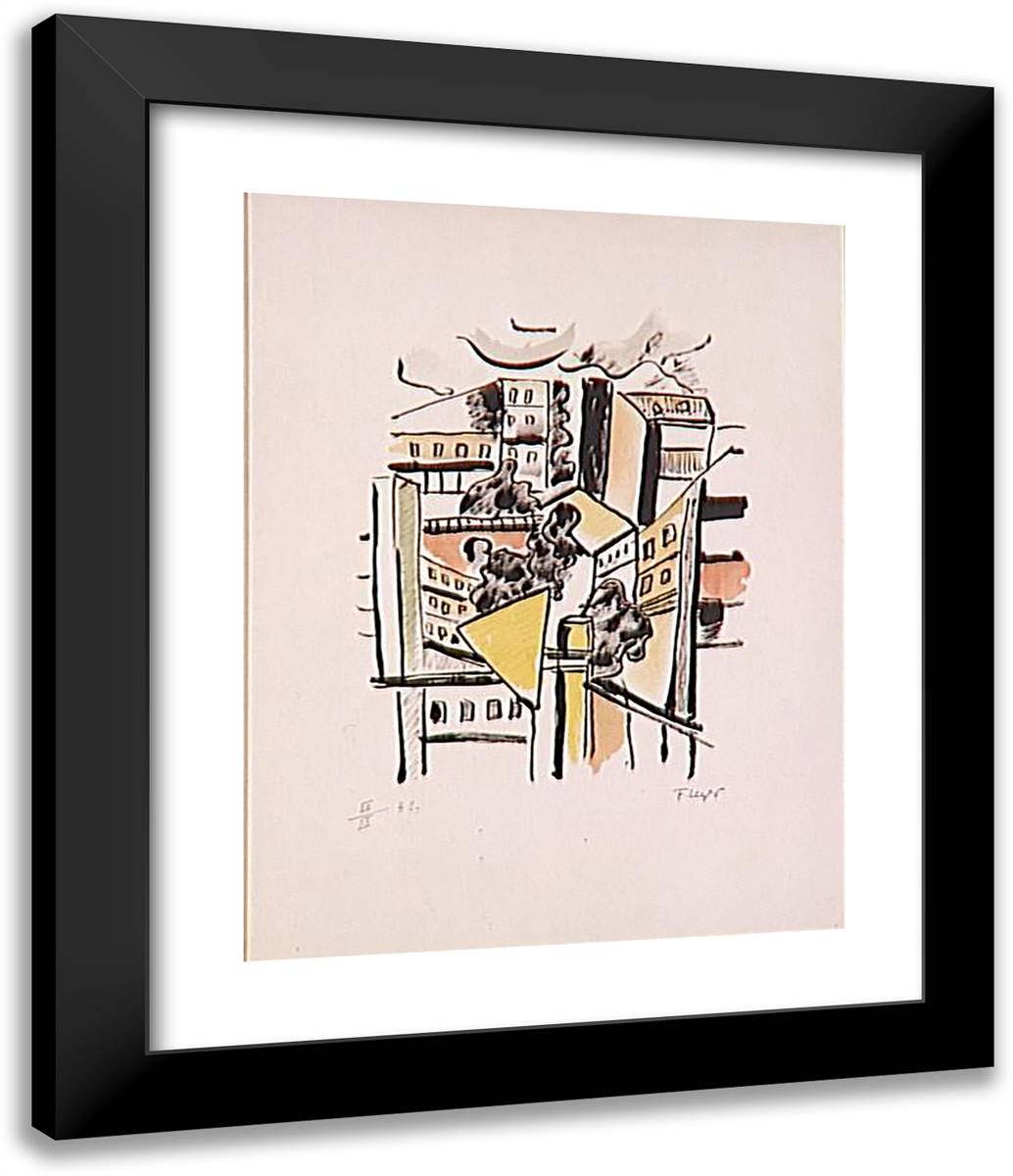 Roofs 20x24 Black Modern Wood Framed Art Print Poster by Leger, Fernand