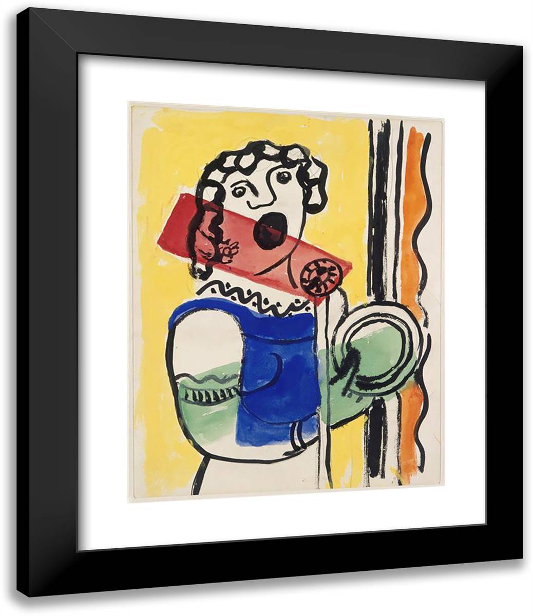 Singer at the Microphone 20x24 Black Modern Wood Framed Art Print Poster by Leger, Fernand