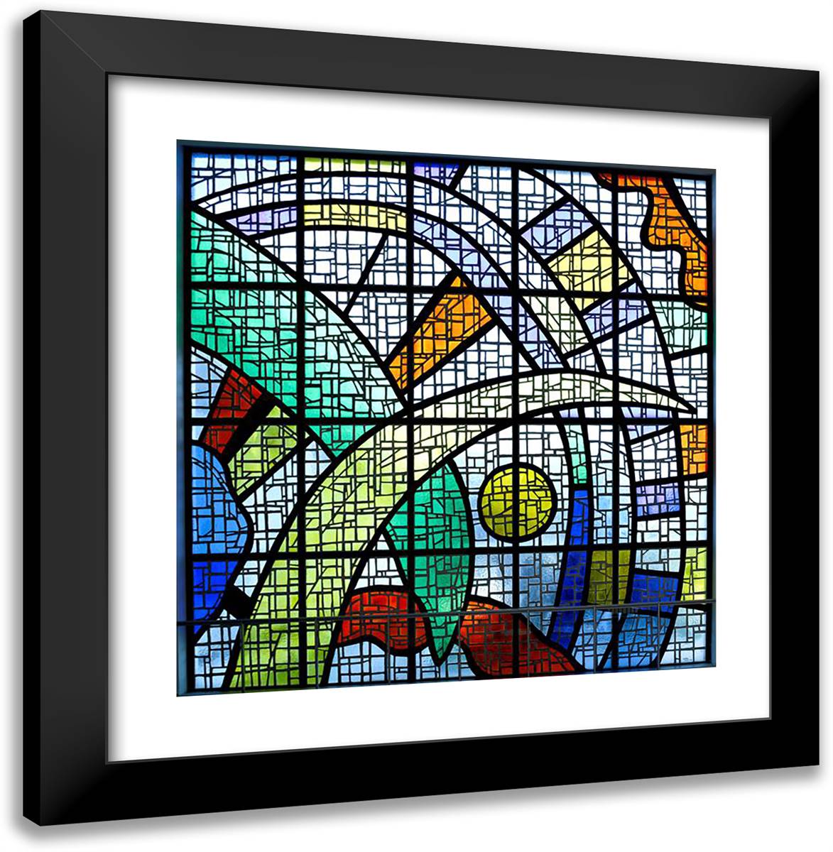 Stained Glass Windows for the University of Caracas 20x20 Black Modern Wood Framed Art Print Poster by Leger, Fernand