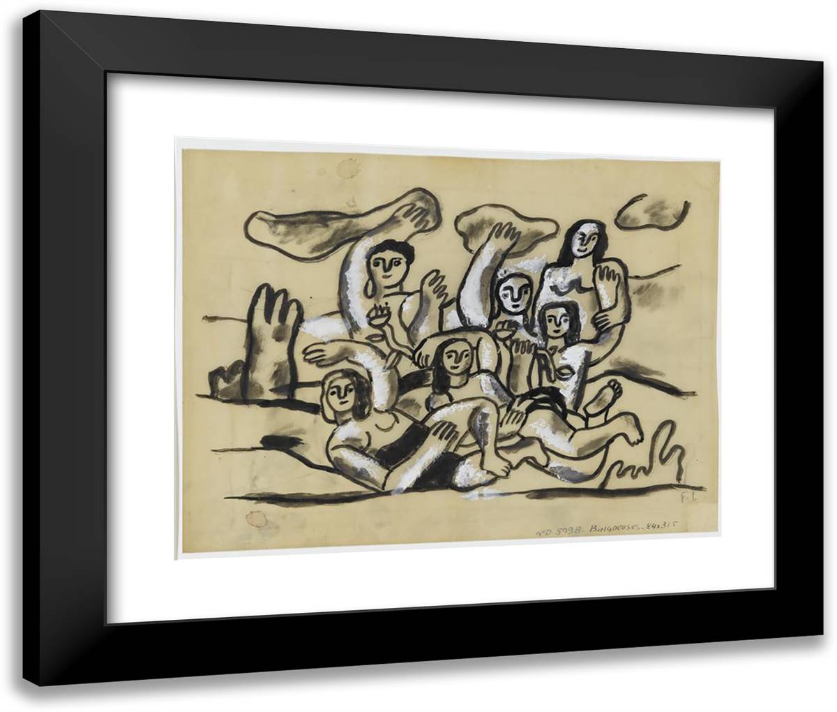 Study For The Bathers 24x20 Black Modern Wood Framed Art Print Poster by Leger, Fernand