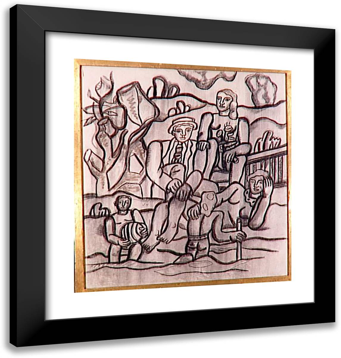 Study For The Party Campaign 20x21 Black Modern Wood Framed Art Print Poster by Leger, Fernand