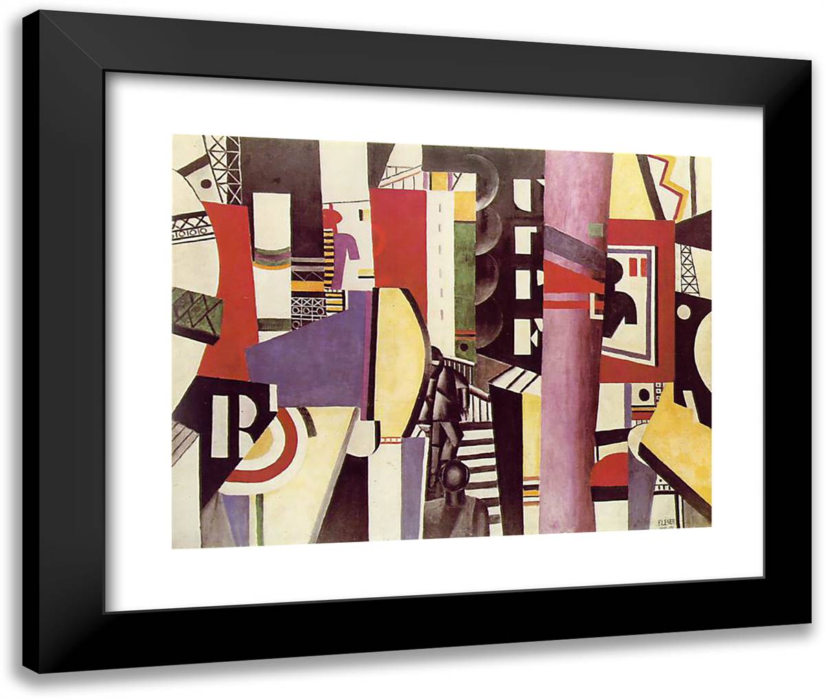 The City 24x20 Black Modern Wood Framed Art Print Poster by Leger, Fernand