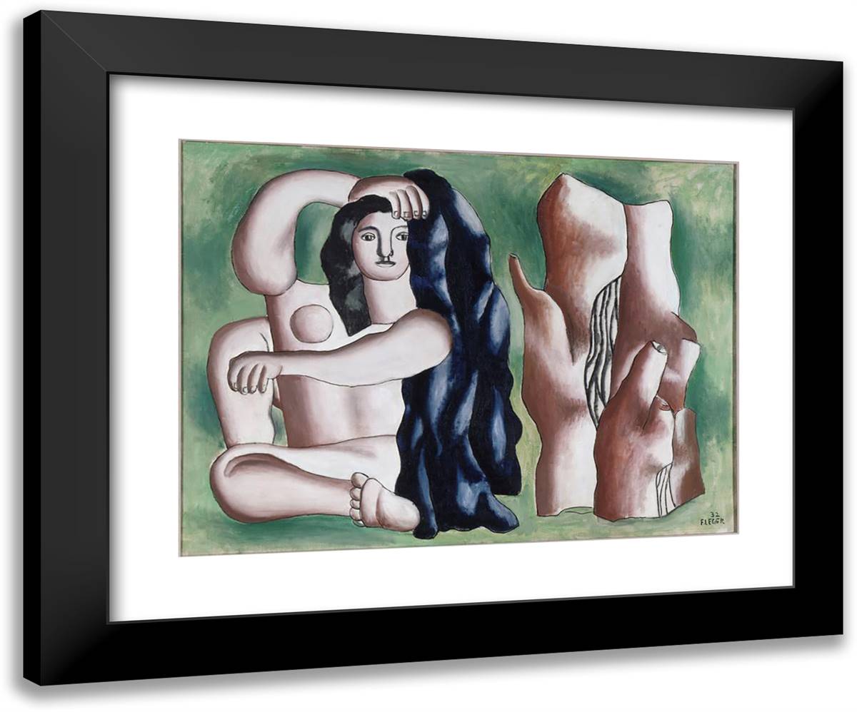 The Bather 24x20 Black Modern Wood Framed Art Print Poster by Leger, Fernand