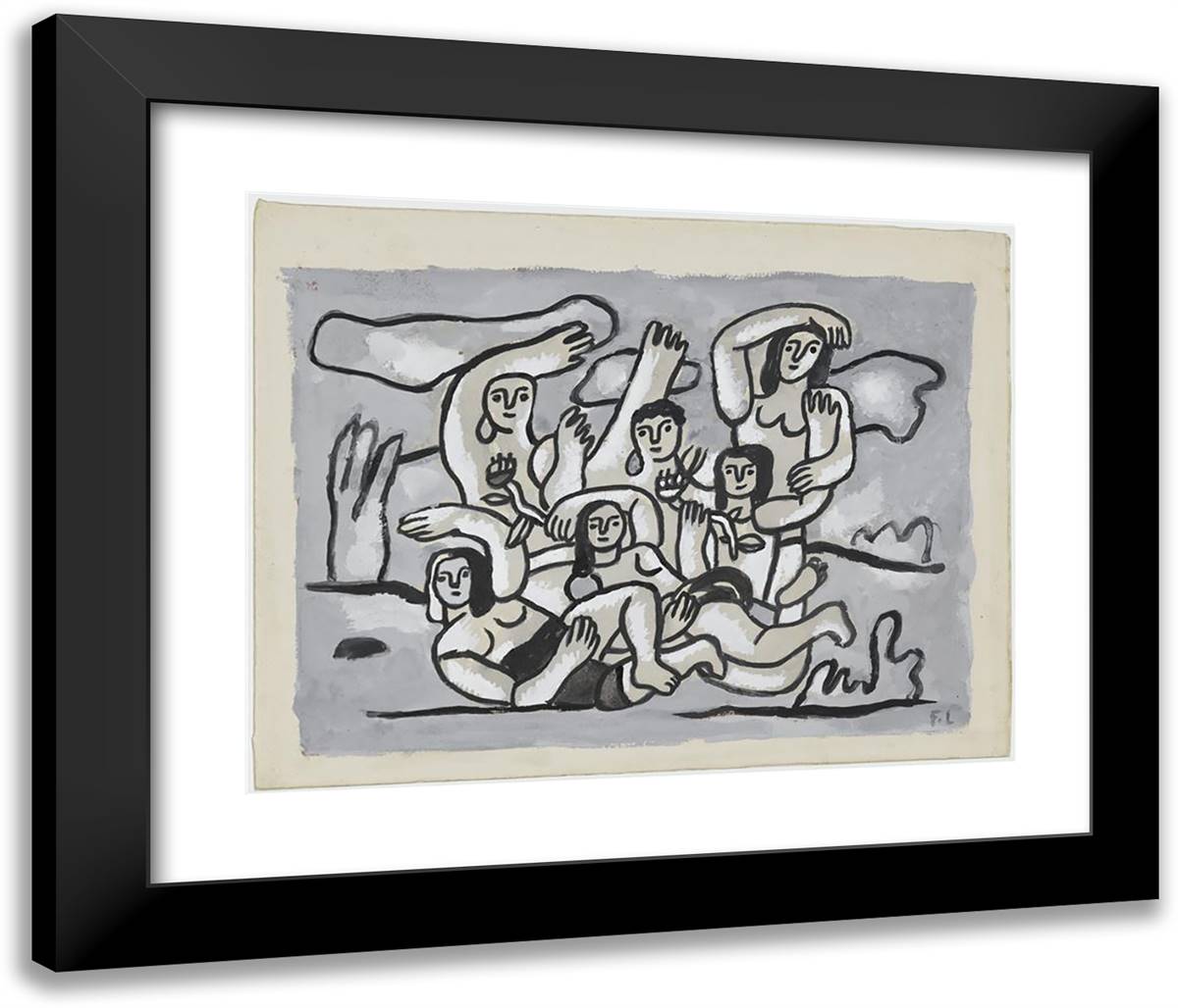The Bathers 24x20 Black Modern Wood Framed Art Print Poster by Leger, Fernand