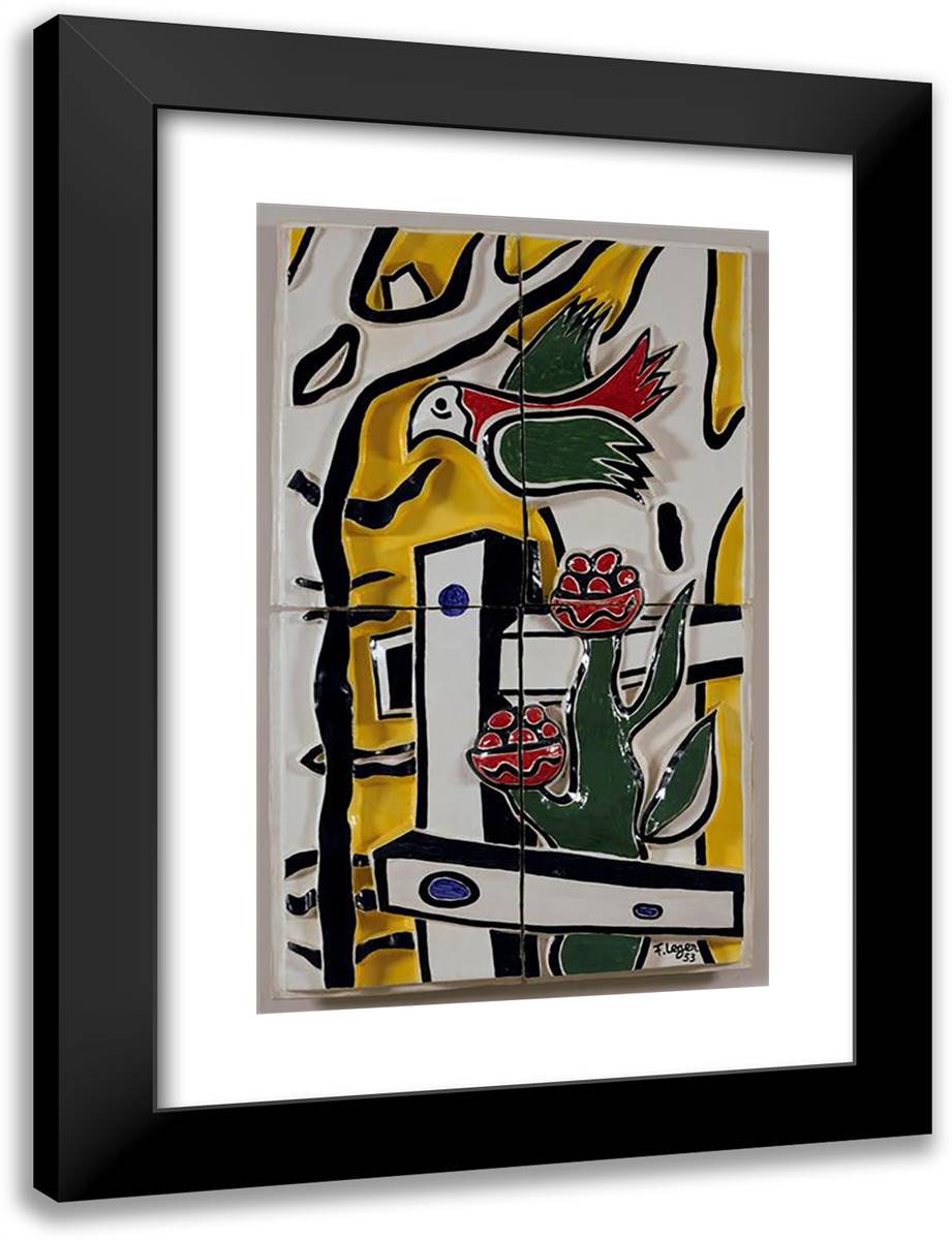 The Bird and Flower 18x24 Black Modern Wood Framed Art Print Poster by Leger, Fernand