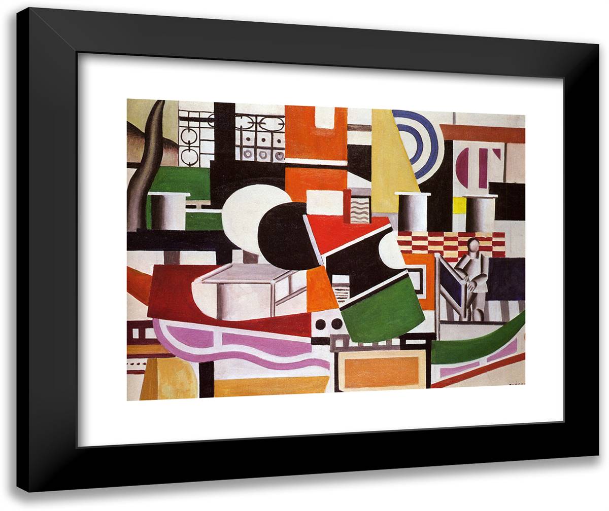 The Bridge of the Tug Boat 24x20 Black Modern Wood Framed Art Print Poster by Leger, Fernand