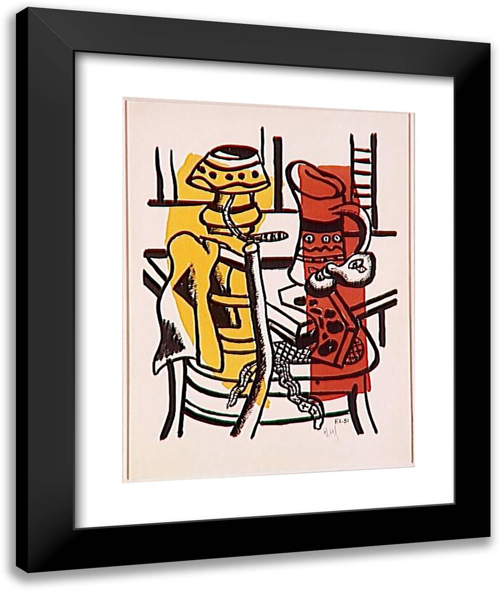 The Chair (Membership to the Lamp, the Lamp Still Life) 20x24 Black Modern Wood Framed Art Print Poster by Leger, Fernand