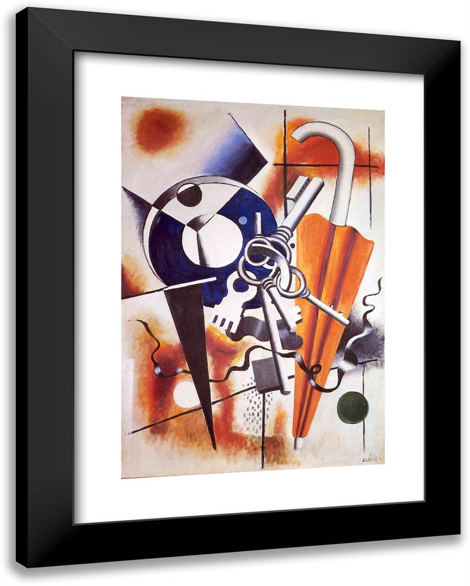 The Composition with the Umbrella 19x24 Black Modern Wood Framed Art Print Poster by Leger, Fernand