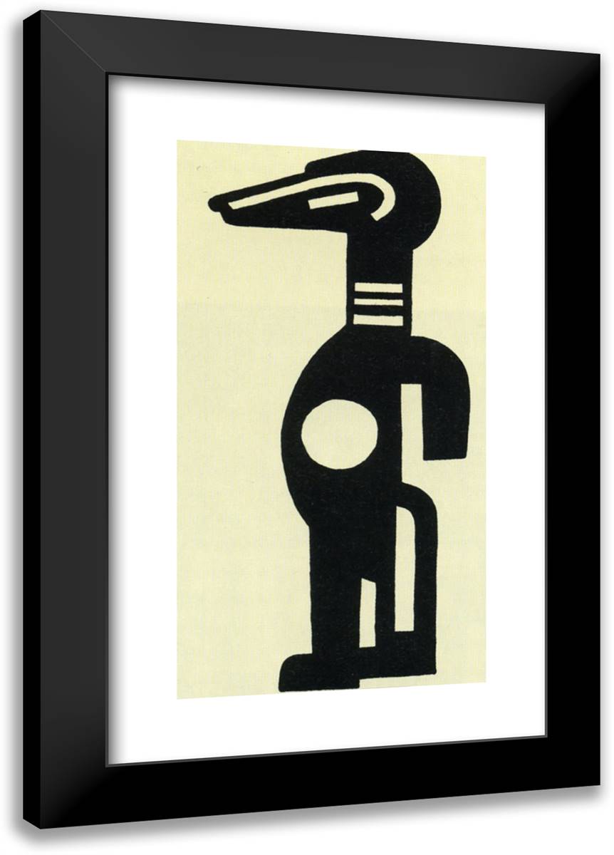 The Creation of the World Fetish Drawing of Costume 16x24 Black Modern Wood Framed Art Print Poster by Leger, Fernand