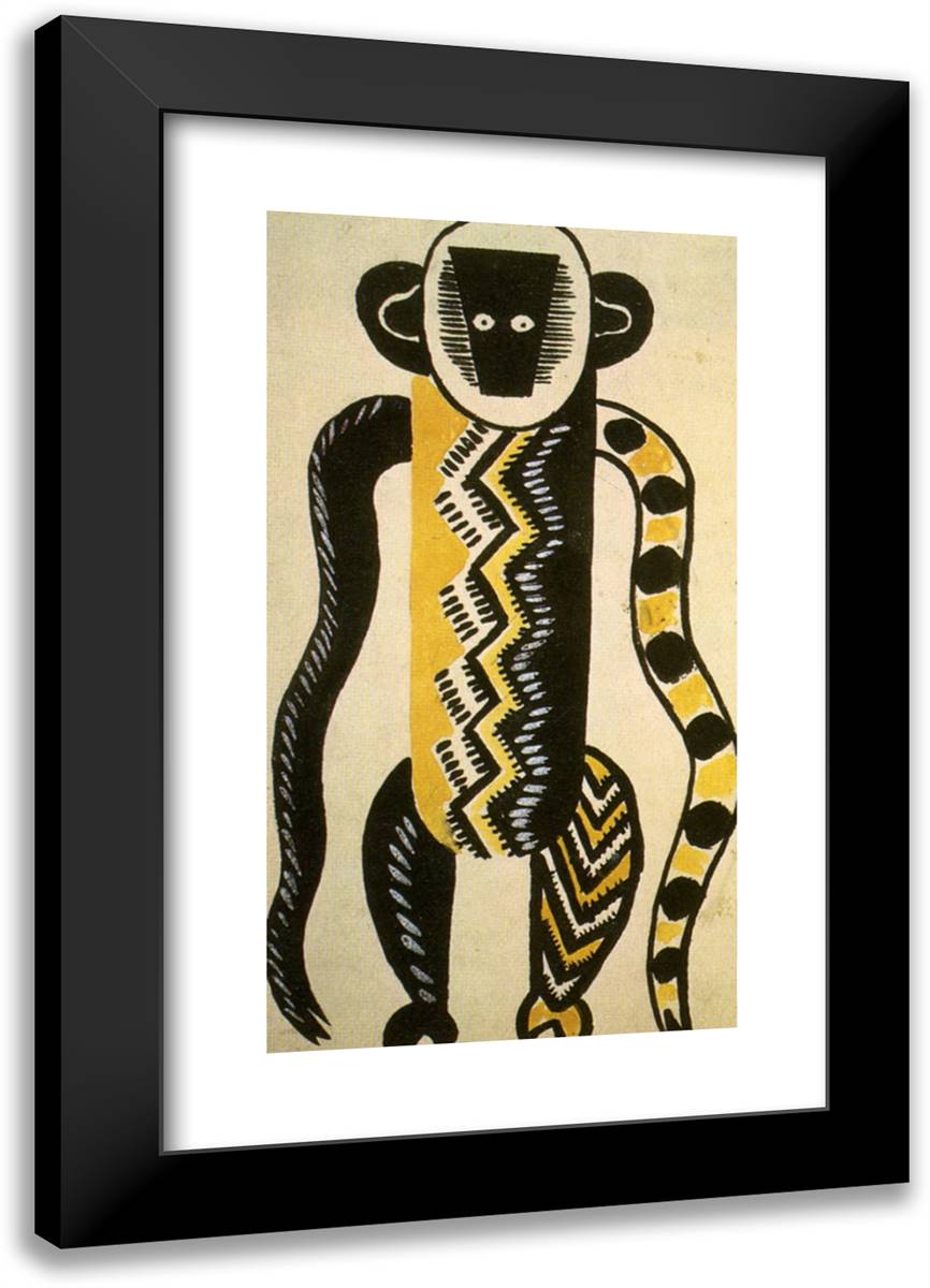 The Creation of the World Monkey Drawing of Costume 17x24 Black Modern Wood Framed Art Print Poster by Leger, Fernand