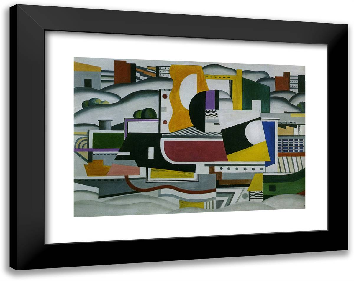 The Large Tug Boat 24x19 Black Modern Wood Framed Art Print Poster by Leger, Fernand