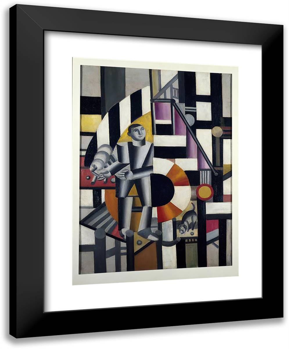 The Man with the Pipe 19x24 Black Modern Wood Framed Art Print Poster by Leger, Fernand