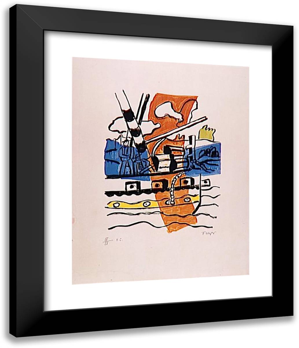 The Tug 20x24 Black Modern Wood Framed Art Print Poster by Leger, Fernand