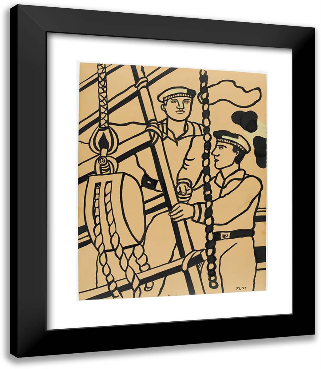 The Two Sailors 20x23 Black Modern Wood Framed Art Print Poster by Leger, Fernand