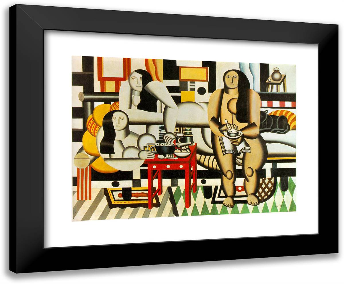 Three Women 24x20 Black Modern Wood Framed Art Print Poster by Leger, Fernand