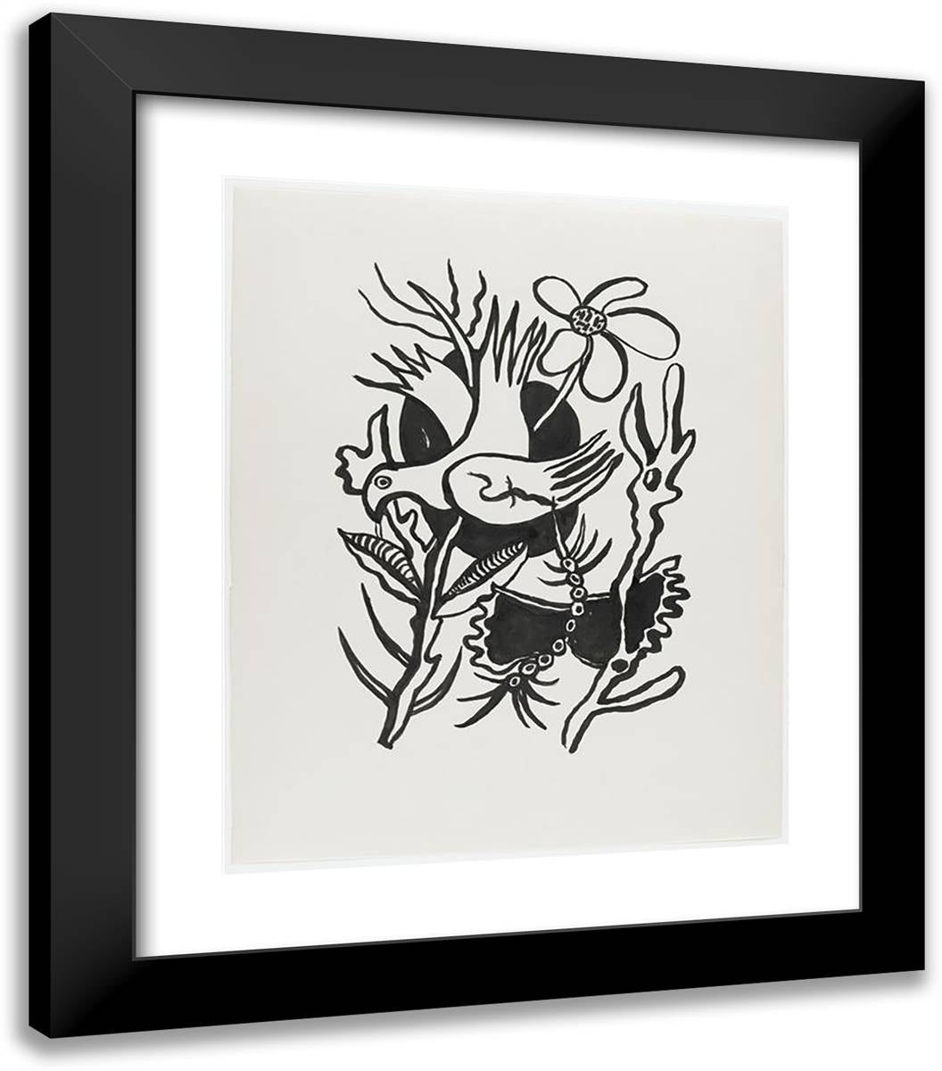 Title Given the Bird in the Flowers, Study for the Circus 20x23 Black Modern Wood Framed Art Print Poster by Leger, Fernand