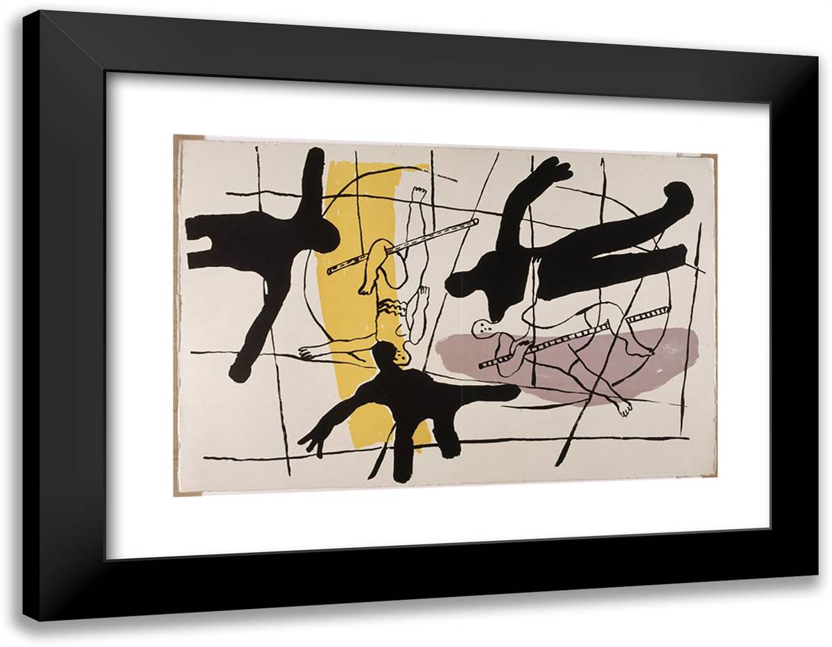 Trapeze 24x19 Black Modern Wood Framed Art Print Poster by Leger, Fernand