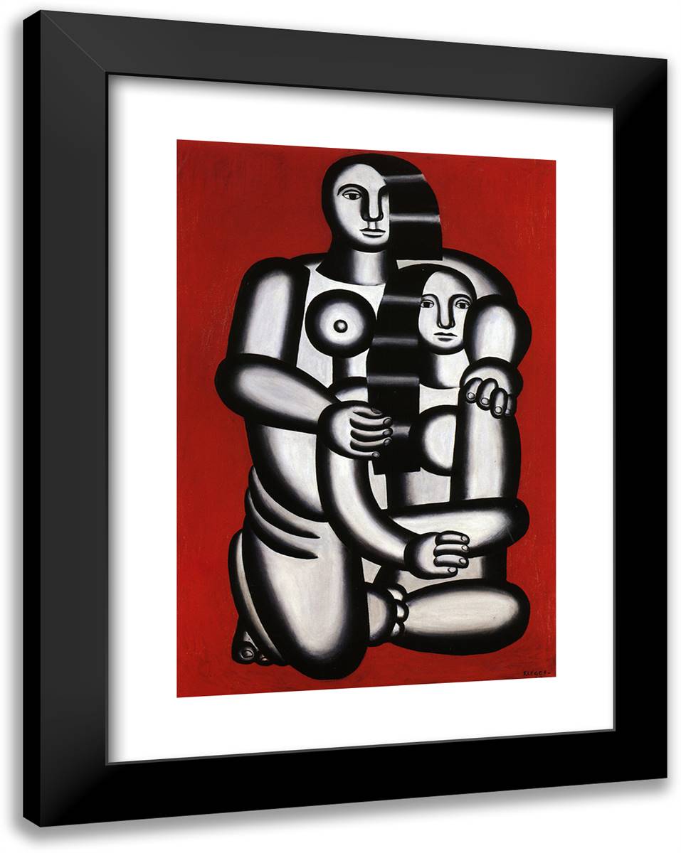 Two Figures, Naked on Red Bottom 19x24 Black Modern Wood Framed Art Print Poster by Leger, Fernand
