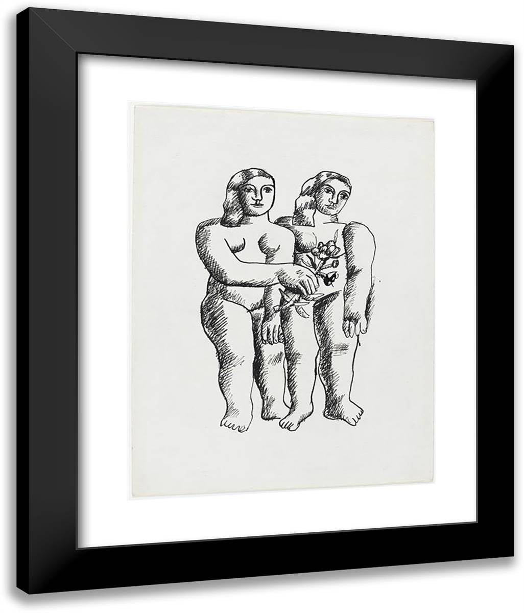 Two Women (Two Sisters) 20x24 Black Modern Wood Framed Art Print Poster by Leger, Fernand