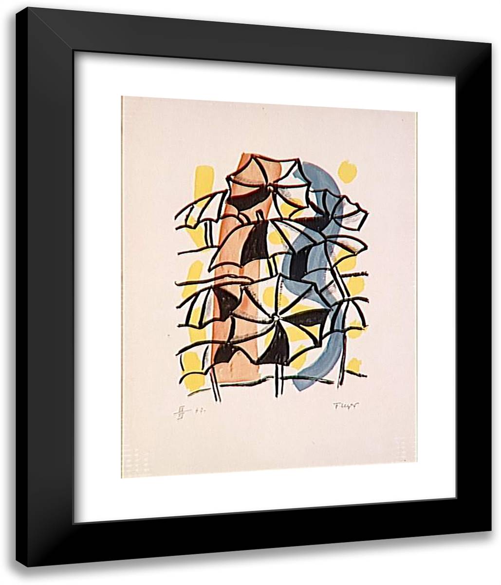 Umbrellas 20x24 Black Modern Wood Framed Art Print Poster by Leger, Fernand