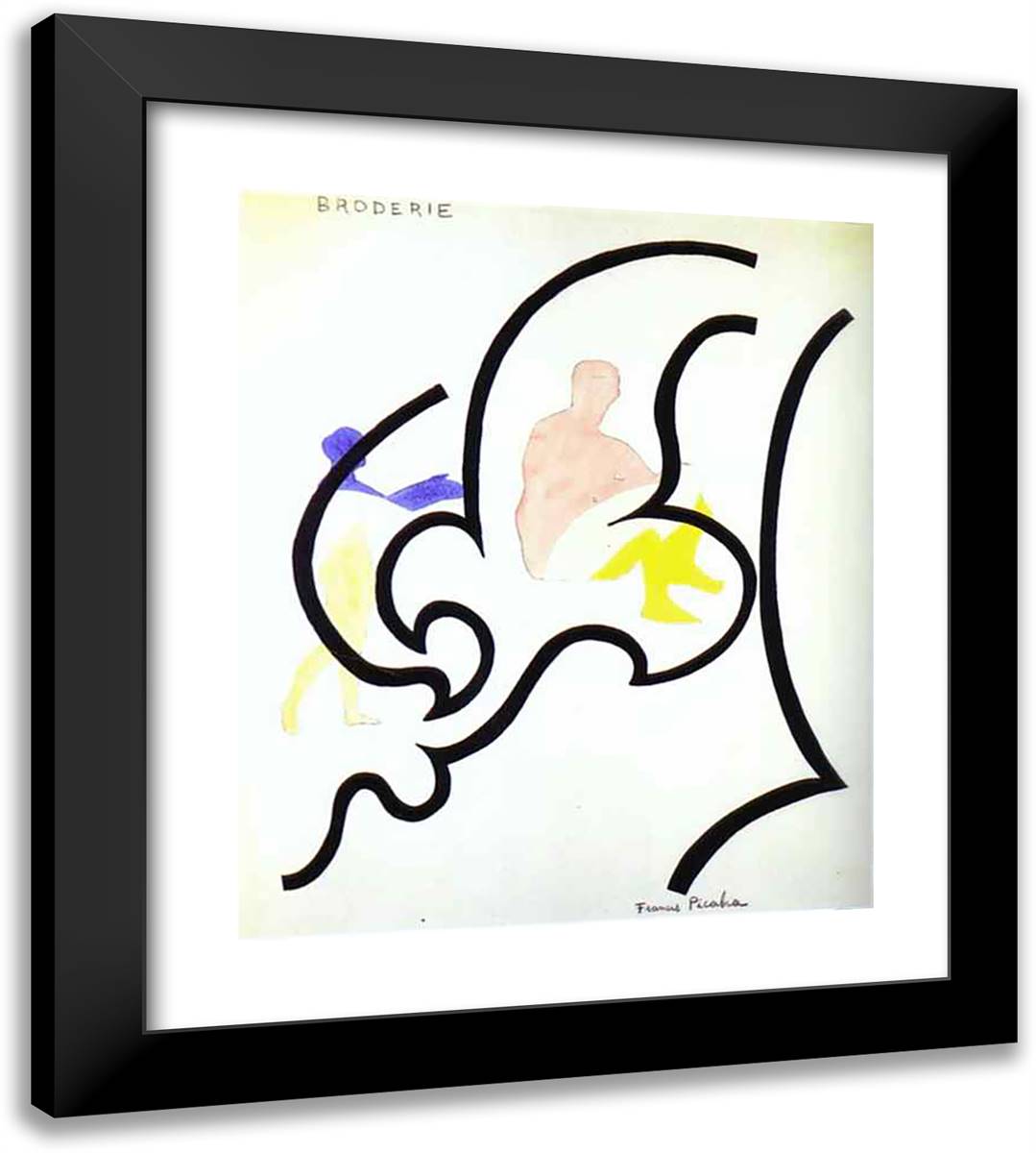 Broderie 20x22 Black Modern Wood Framed Art Print Poster by Picabia, Francis
