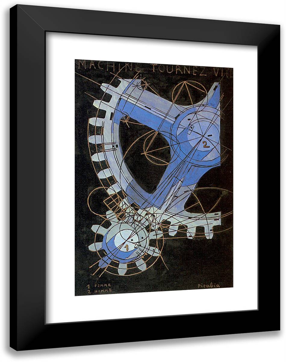 Machine Turn Quickly 18x24 Black Modern Wood Framed Art Print Poster by Picabia, Francis