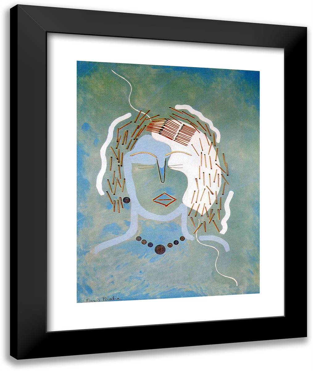 Match Woman 20x24 Black Modern Wood Framed Art Print Poster by Picabia, Francis