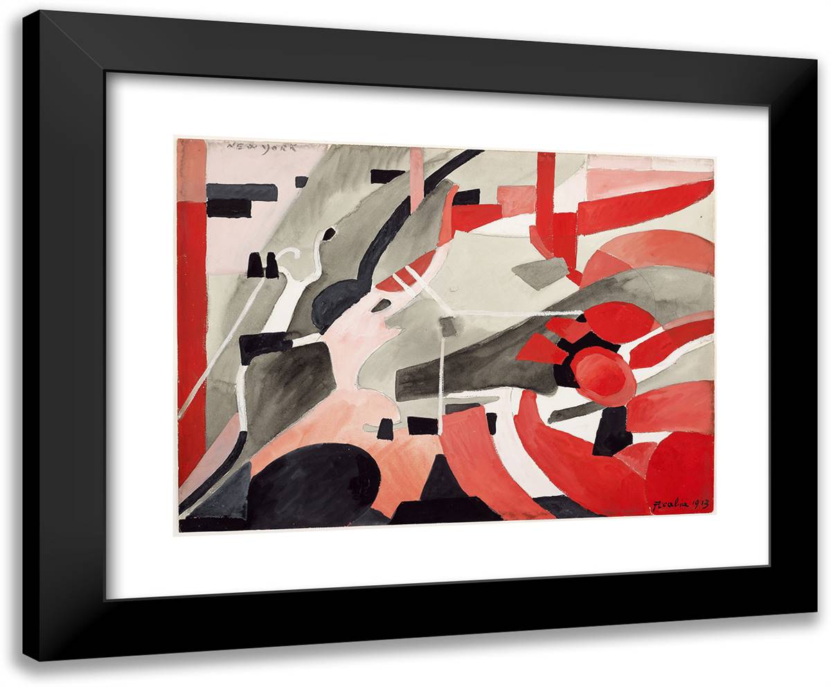New York 24x20 Black Modern Wood Framed Art Print Poster by Picabia, Francis