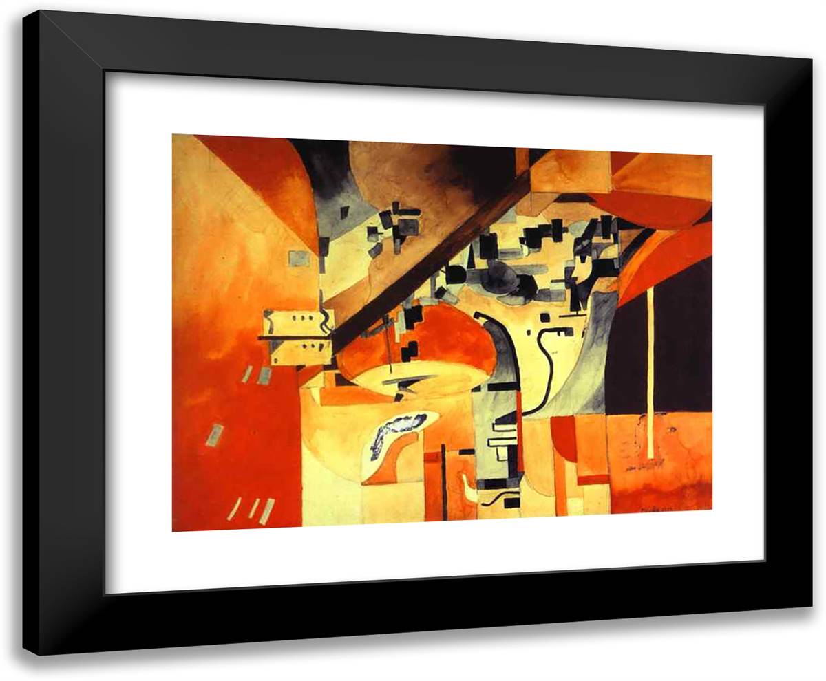 New York as Seen from Across the Body 24x20 Black Modern Wood Framed Art Print Poster by Picabia, Francis