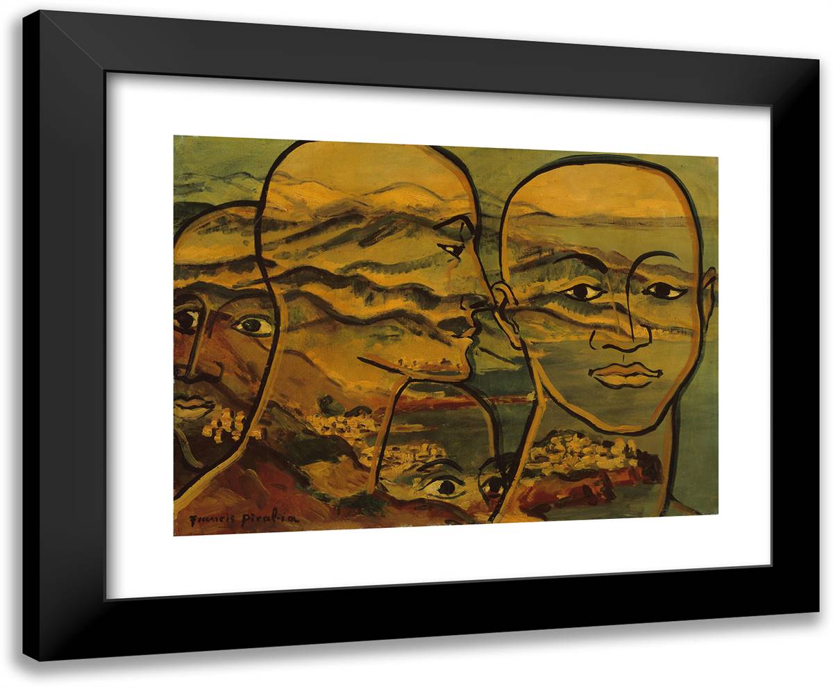 Taªtes-Paysage 24x20 Black Modern Wood Framed Art Print Poster by Picabia, Francis