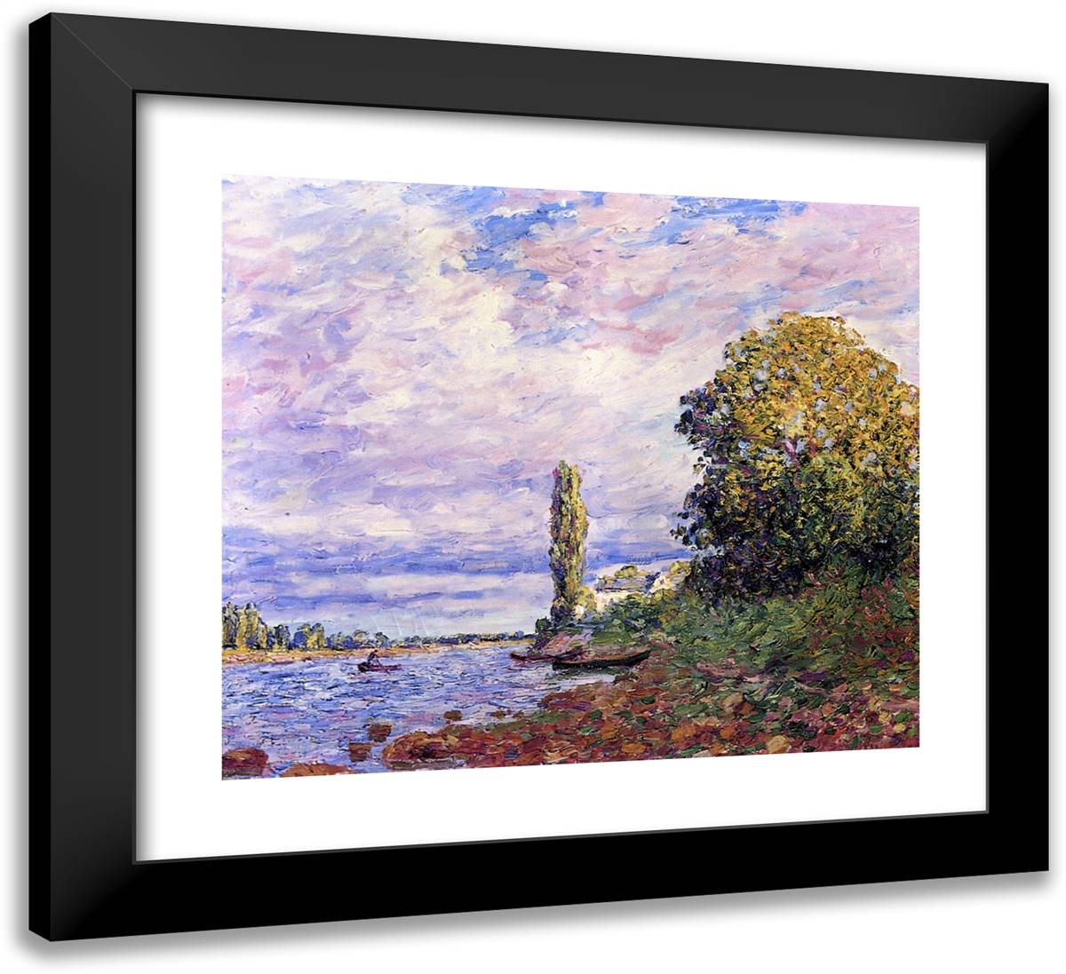 The Effect of Sunlight on the Banks of the Loing 22x20 Black Modern Wood Framed Art Print Poster by Picabia, Francis