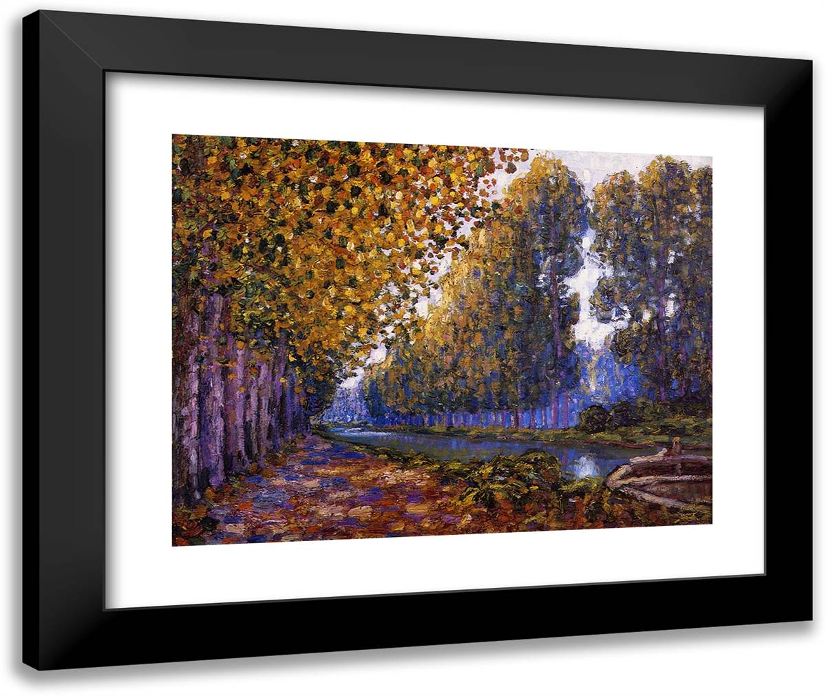 The Moret Canal, Autumn Effect 24x20 Black Modern Wood Framed Art Print Poster by Picabia, Francis